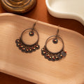 Antique Bronze Crescent Bead Fringe Long Hook Earrings view 4