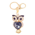 Heart Gem Owl Keychain Rhinestone Eyes Gold Clasp Six Colors view 5