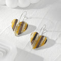Striped Wood and Resin Heart Hoop Earrings in Four Colors view 3