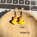Yellow Mini Rubber Duck Drop Earrings Silver Hooks view 4