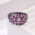 Purple Marquise Floral Cluster Ring In Dark Metal Tone view 5