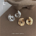 Ribbed Spiral Metal Stud Earrings Silver and Gold Tones view 2