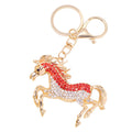 Rhinestone Running Horse Keychain Gold Tone Metal Bag Charm view 5