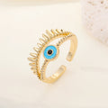 Gold Tone Crystal Lash Evil Eye Adjustable Open Ring view 3