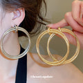 Double Tube Round Hoop Stud Earrings Statement Jewelry Pair view 1