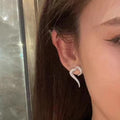 Silver Tone Crystal Open Heart Stud Earrings Jewelry view 3
