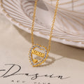 Gold Maman Heart Pendant And Dual Layer Chain Necklaces view 4