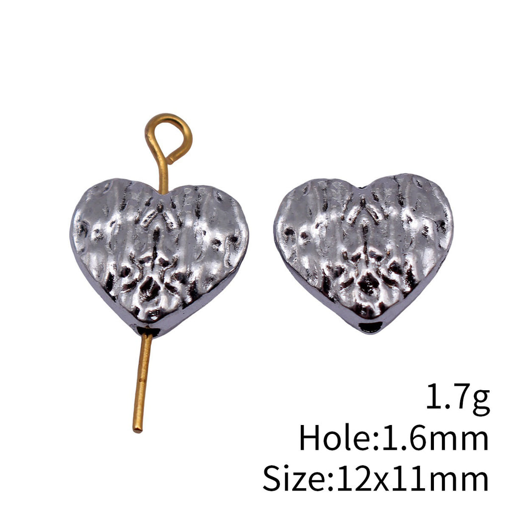 12x11mm 1.7g Multicolor Zinc Alloy Textured Heart Loose Metal Beads for Bracelet Necklace DIY Jewelry