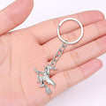 Antique Silver Witch Broom Metal Keychain Split Ring view 4
