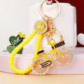 Jeweled Bicycle Keychains in Pink Red Yellow and Blue with Loops view 2