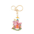 Enamel Fairy Castle Metal Keychain Gold Tone Clip Ring view 5