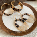 Layered Leopard Print Hoop and Fringe Drop Earrings view 1