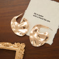 Hammered Irregular Gold Tone Oversized Disc Stud Earrings view 2