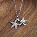 Double Starfish And Pearl Accent Pendant Necklace Set view 3