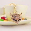 Gold-Tone Alloy Fox Head Keychain With Clear Rhinestones view 2