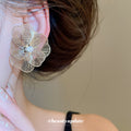Silver Tone Floral and Clustered Pearl Ear Clip Designs view 3