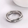 White Metal Interlocking Triple Band Plain Ring Alloy 6-10 view 2
