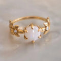 Opal Look Leaf Ring in Gold and Silver Tones Polished Jewelry view 1