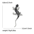 Black Enamel Gecko Brooch in Gold and Silver Tones view 6