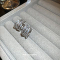 Silver Tone Layered Crystal Huggie Earrings for Women view 4
