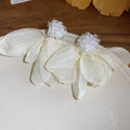 Layered Fabric Petal Flower Earrings in Four Soft Colors view 8