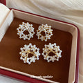 Pearl-Look Bow Stud Earrings in Two Gold Tone Designs view 2