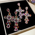 Multicolor Crystal Cross Dangle Stud Earrings Jewelry view 1