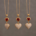 Heart Zircon Station Choker Double Heart Pendant Gold Steel view 3