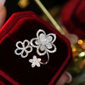 Silver Tone Triple Flower Open Adjustable Clear CZ Ring view 2