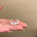 Silver Tone Open Ring With Pastel Enamel Like Flowers view 6