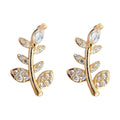 Mini Gold Zircon Leaf and Fishtail Stud Earrings Set Styles view 5