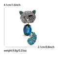 Crystal Cat Brooch with Curled Tail in Blue or Gray view 5