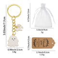 White Enamel Ghost Gold Ring Chain Mini Charm Keychain view 3
