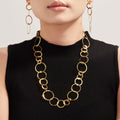 Gold Interlocking Circle Link Necklace Bracelet Drop Earrings view 4