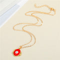Gold Tone Ornate Round Evil Eye Pendant Necklaces in Six Colors view 3