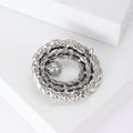 Braided Oval Crystal Brooch With White Pearl Accent view 4