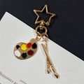Gold Palette Paintbrush Keychains Star Heart Clasp Styles view 6