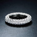 Three-Row Round Clear Stone Eternity Band In Three Metal Tones view 3