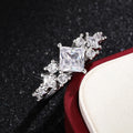 Silver Princess Cut Clear CZ Cluster Band Ring 6-10 view 3