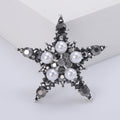 Five-Point Star Brooch In Metal With Faux Pearls And Clear Crystals On A Star Outline view 3