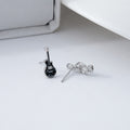 Mismatched Guitar and Treble Clef Silver Tone Stud Earrings view 4