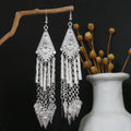 Eighty-Two Silver Tone Ethnic Fringe and Tassel Earrings view 2