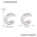 Gold Steel Hollow Openwork C-Shape Titanium Steel Earrings view 6
