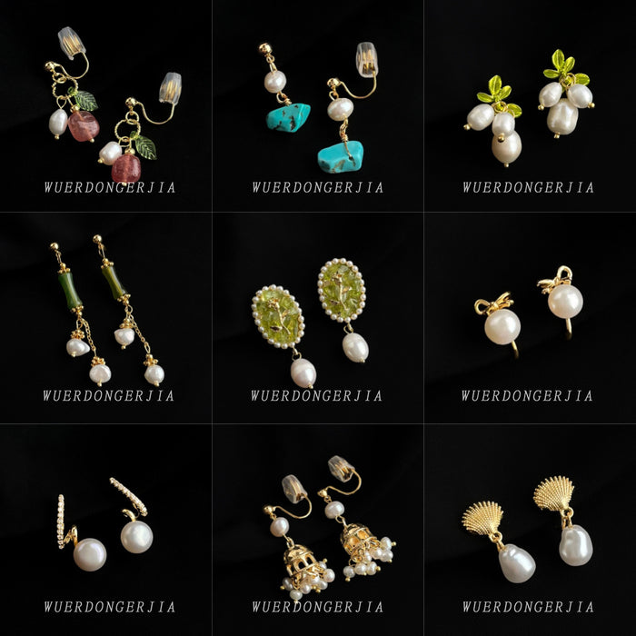 Gold Pearl Clip-On Earrings Assorted Decorative Styles