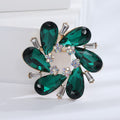 Teardrop Crystal Wreath Brooch in Blue or Emerald Green view 6