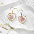 Gold Tone Pressed Flower Geometric Drop Earrings in Seven Shapes view 3