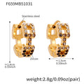 Gold Square Link Zircon Mini Huggie Earrings Colors view 11
