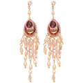 Crystal Teardrop Chandelier Earrings In Pink And Green view 5
