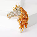 Crystal Horse Head Brooch in Three Mane Colors Lapel Pin view 2