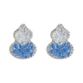 Blue Clear Glass Crystal Gourd Stud Earrings Pavé Halo view 5